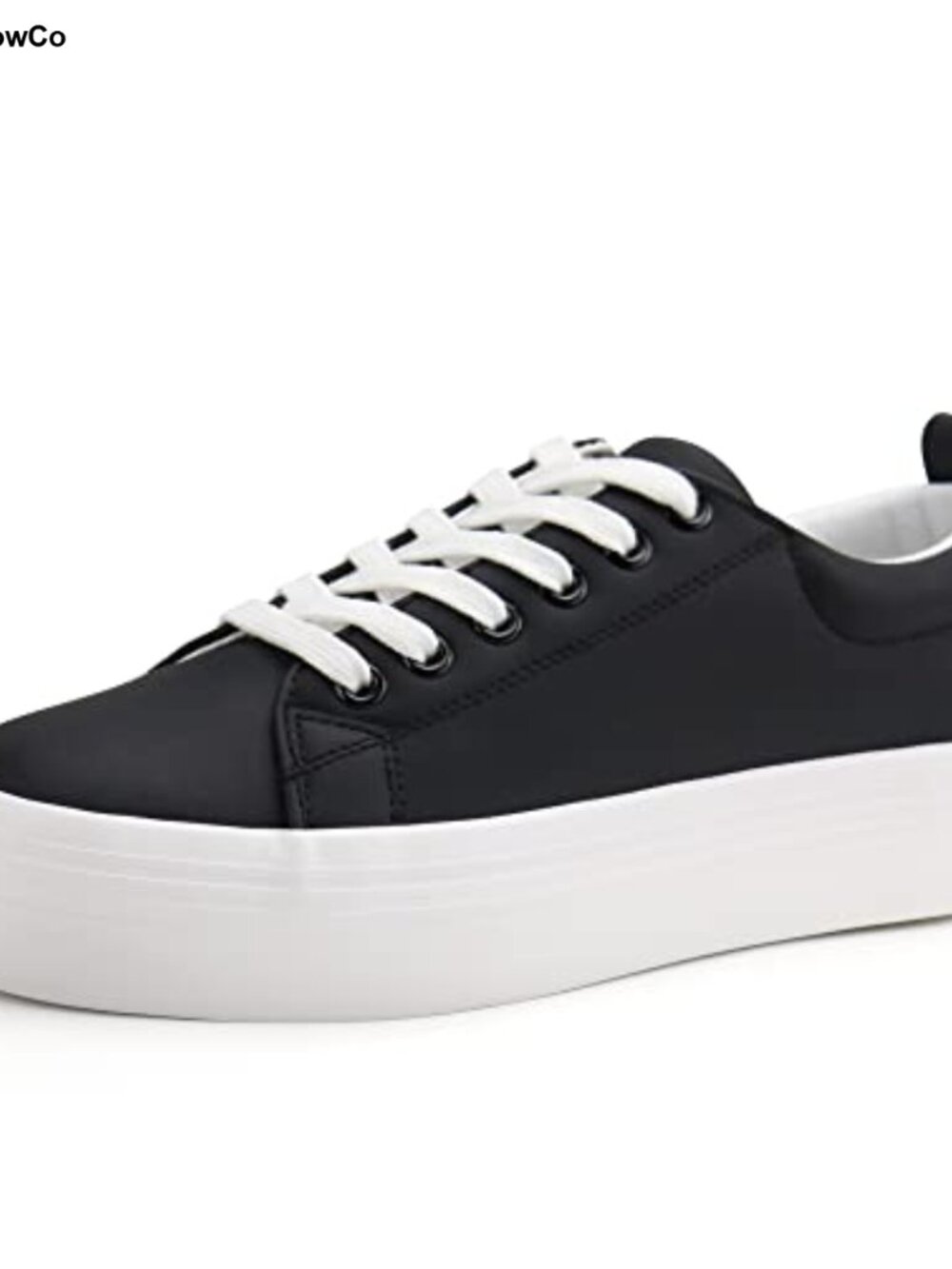 Women's Lace Up Platform Sneakers, Faux Leather, Non Slip, Memory Foam Walking